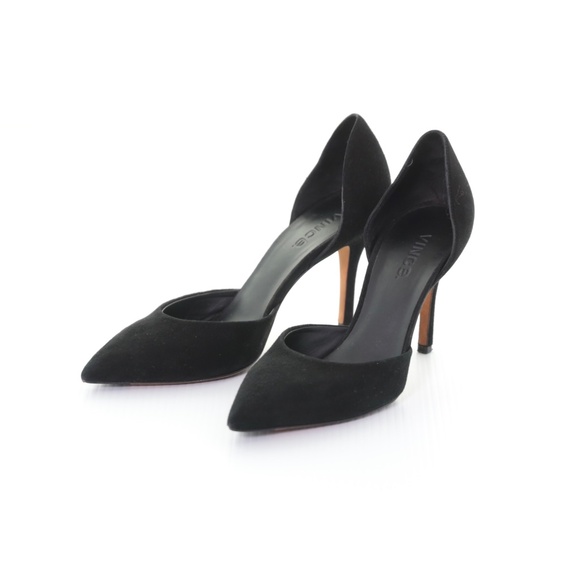 Vince Black Suede D’Orsay Pointy Toe Stiletto Pumps Shoes Womens 7.5M/38EU Italy - Picture 3 of 9